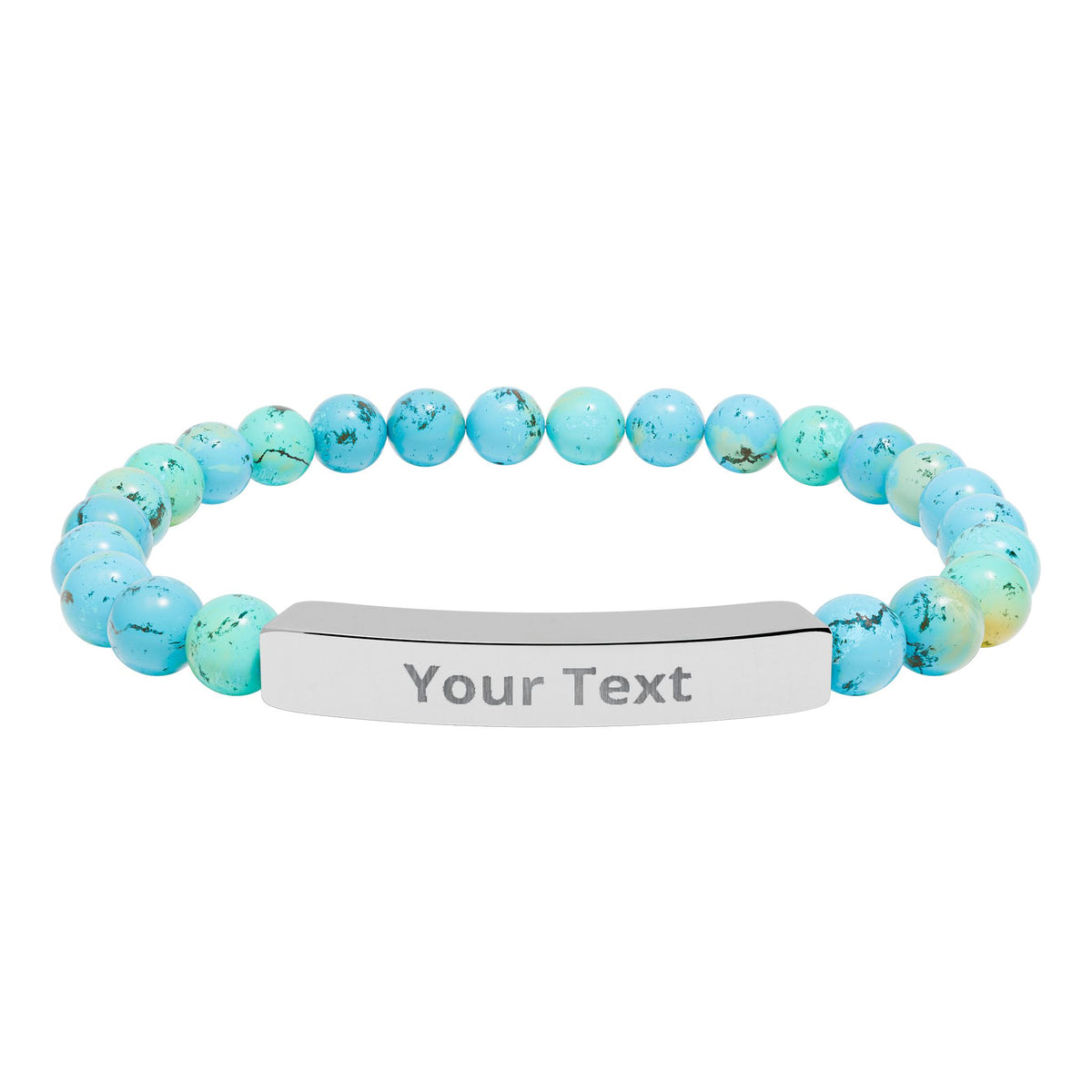 Personalized Natural Stone Stretch Bar Bracelet | Men/Women, Color Options