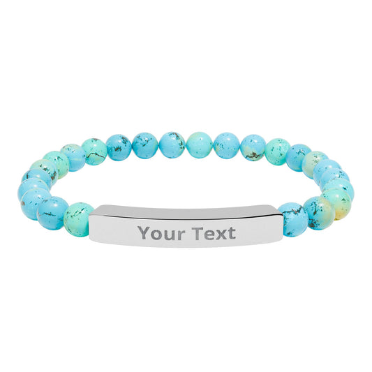 Personalized Natural Stone Stretch Bar Bracelet | Men/Women, Color Options