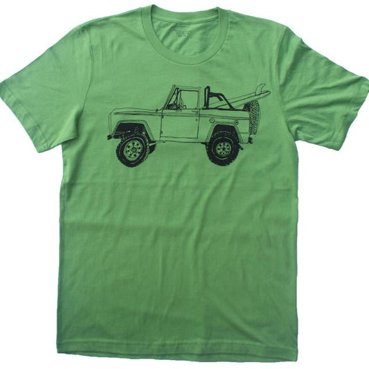 Bronco Surf Trip - Leaf Green T-Shirt, Vintage Eco-Tee, by Paulville Goods