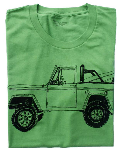 Bronco Surf Trip - Leaf Green T-Shirt, Vintage Eco-Tee, by Paulville Goods