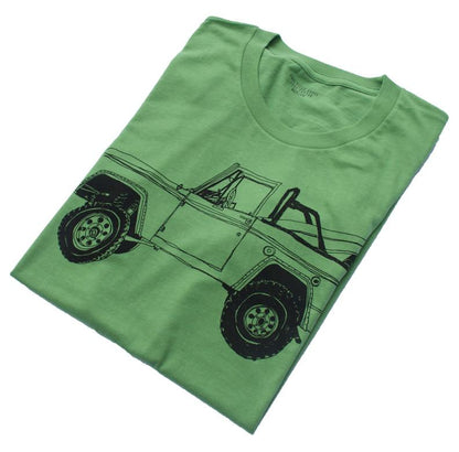 Bronco Surf Trip - Leaf Green T-Shirt, Vintage Eco-Tee, by Paulville Goods