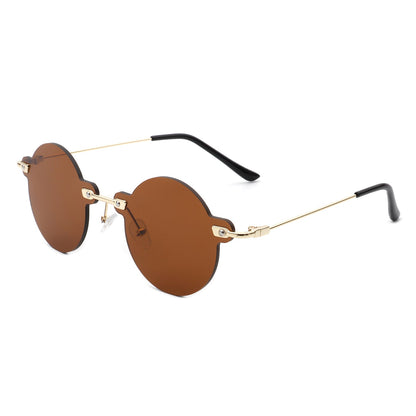 Women's Sunglasses - Crescent | Retro Round Rimless Classics, Color Options