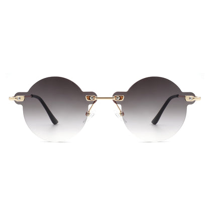 Women's Sunglasses - Crescent | Retro Round Rimless Classics, Color Options