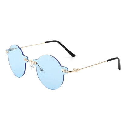 Women's Sunglasses - Crescent | Retro Round Rimless Classics, Color Options