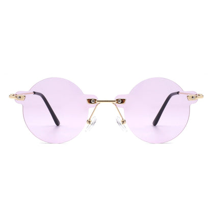 Women's Sunglasses - Crescent | Retro Round Rimless Classics, Color Options