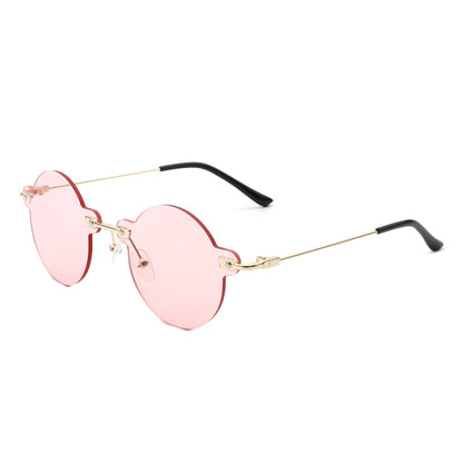 Women's Sunglasses - Crescent | Retro Round Rimless Classics, Color Options
