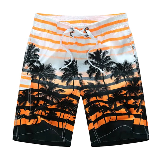 Men's Board Shorts - Elastic Waist Comfortable Quick Dry with Pockets/Liner