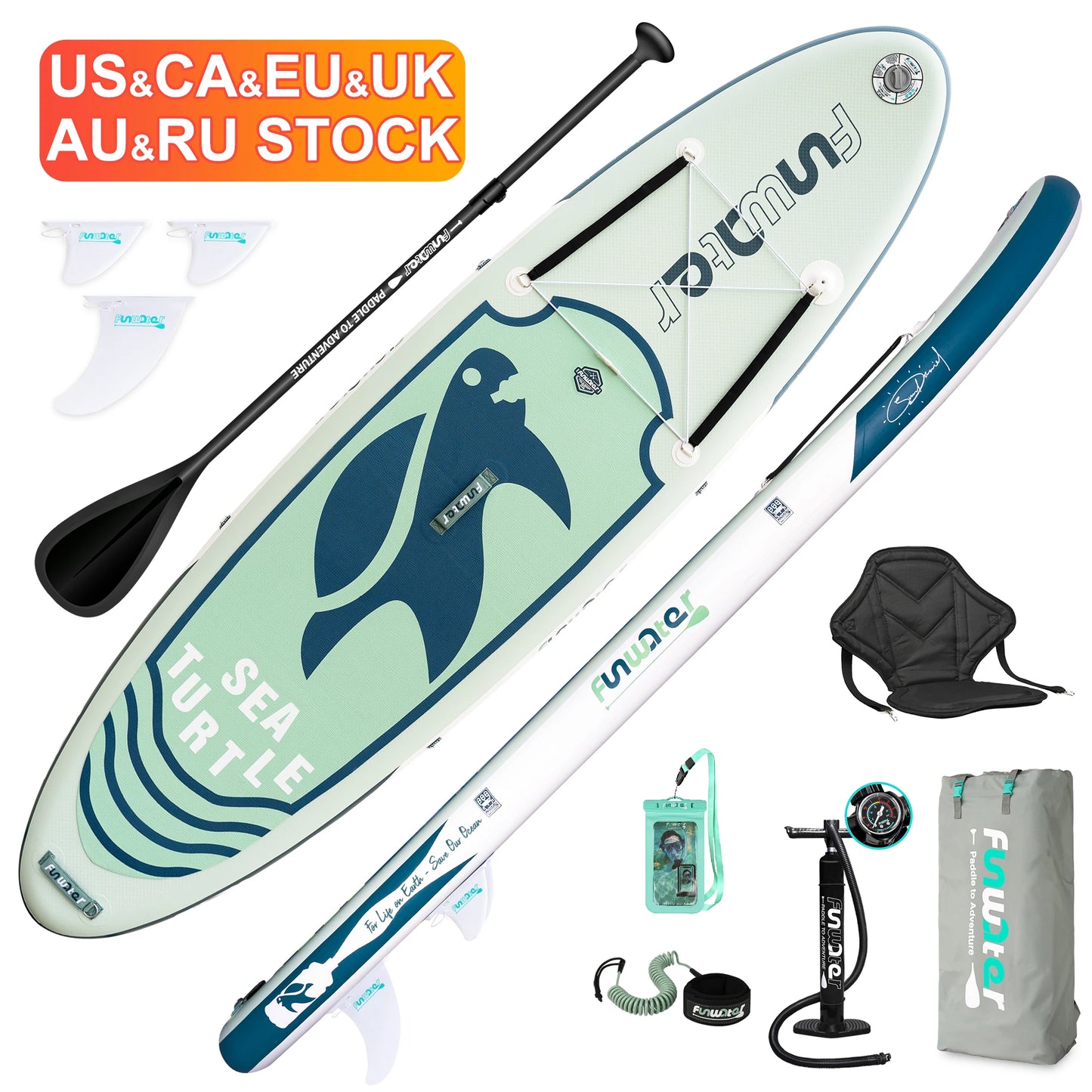 FUNWATER Top Quality Inflatable SUP Paddle Board Surfboard w/ Accessories