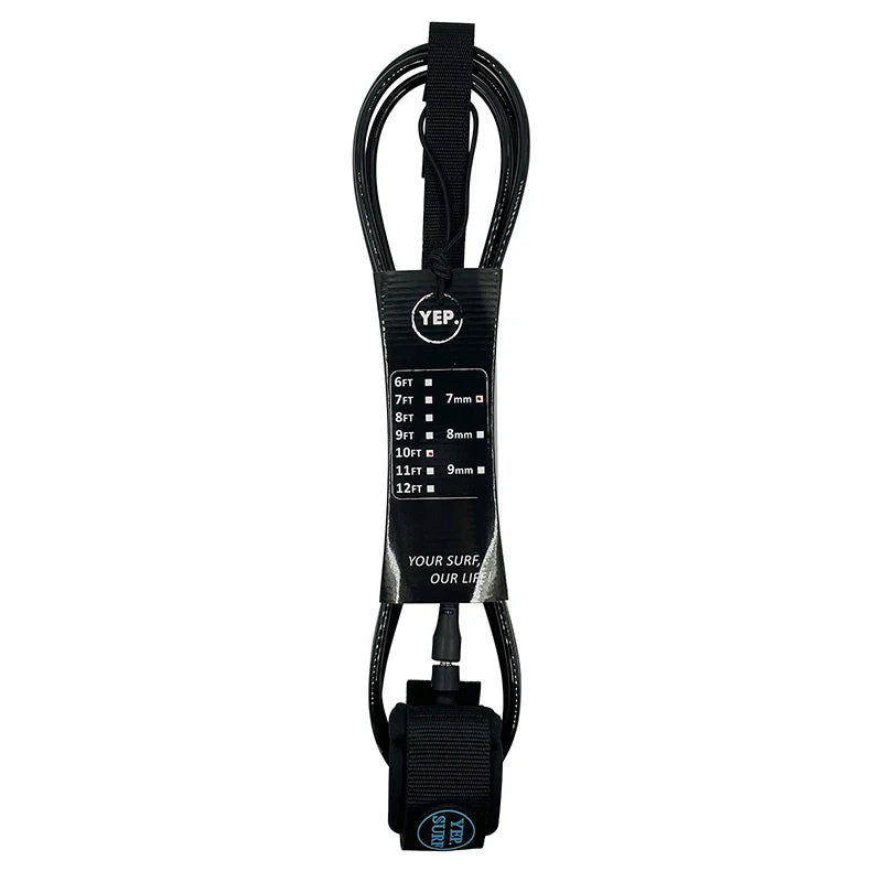 Surf Leash Black or Pink/Blue, 6 to 10 feet Length 7mm Thick, TPU, Stainless Swivel