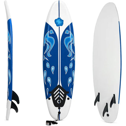 6' Soft Top Surfboard with 3 Removable Fins Leash Included EPS Core EPE Deck