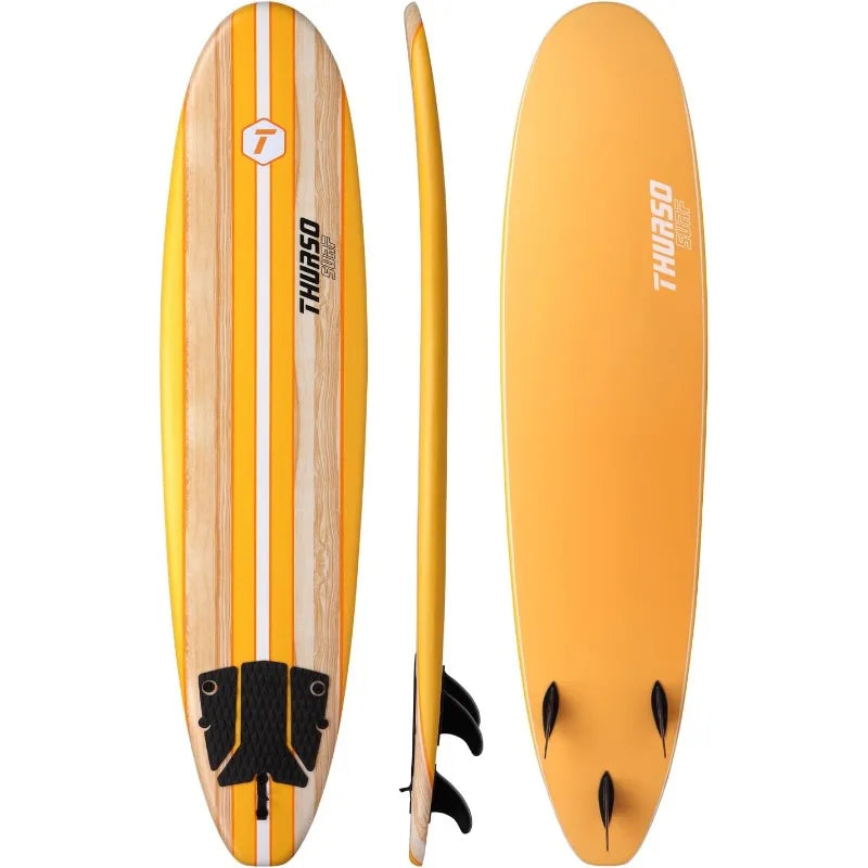 8 ft Soft Top Foam Beginner Surfboard, Complete Set with Fins and Leash