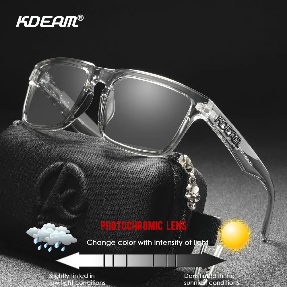 Photochromic or Night Vision Polarized Sunglasses, Eyewear With Case