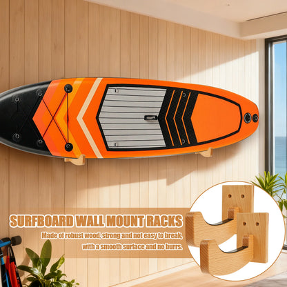 Wood Surfboard Wall Rack - Wall Mounted Surfboard Display