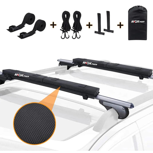 Soft Roof Rack Pads for Existing Racks - Portable with Tie Down Straps and Ropes