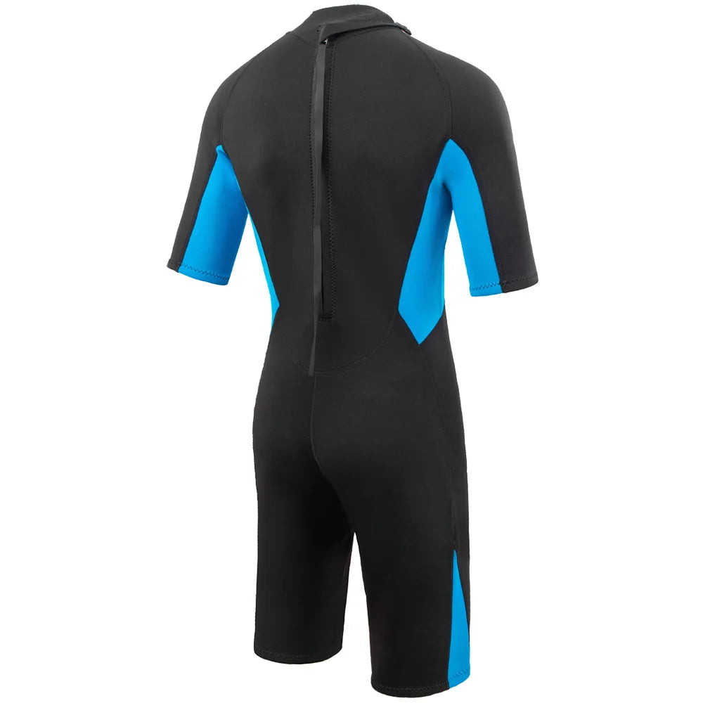 Men's Short Sleeve Surfing Wetsuit - 3mm Neoprene Spring Suit with Back Zip