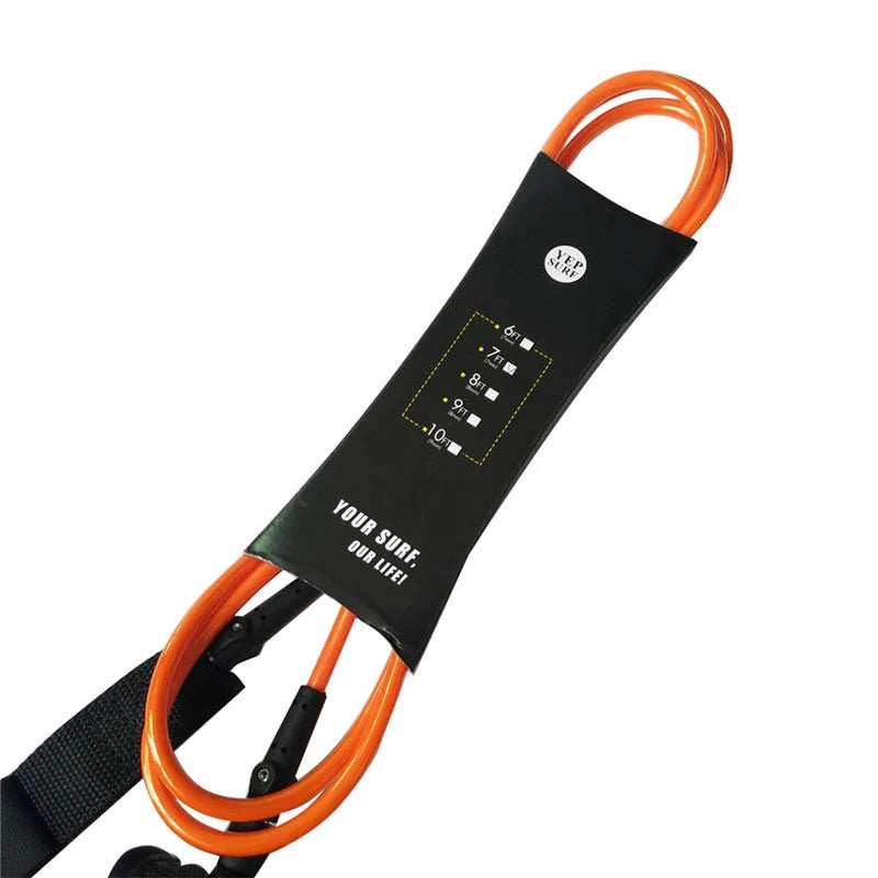 Surfboard Leash 7-8mm Thick, 6ft/7ft with Color Options, Stainless Swivel