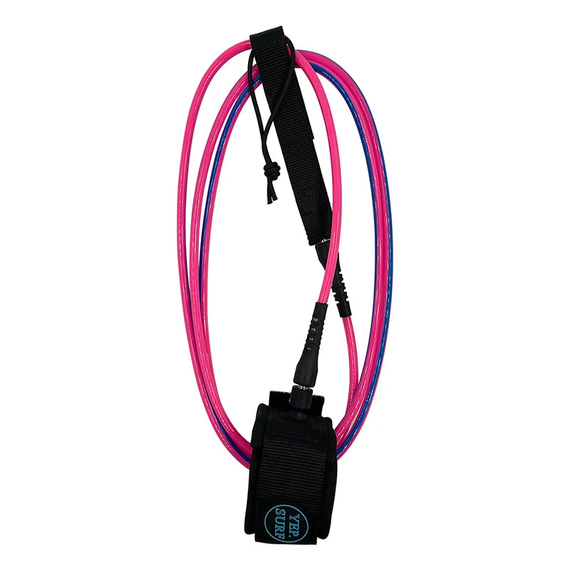 Surf Leash Black or Pink/Blue, 6 to 10 feet Length 7mm Thick, TPU, Stainless Swivel