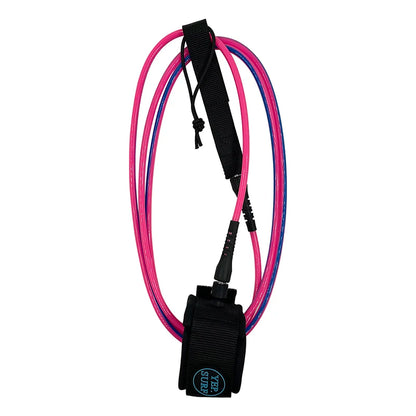 Surf Leash Black or Pink/Blue, 6 to 10 feet Length 7mm Thick, TPU, Stainless Swivel