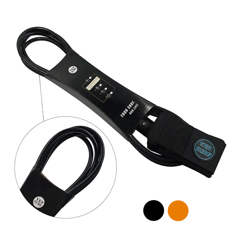 Surfboard Leash 7-8mm Thick, 6ft/7ft with Color Options, Stainless Swivel