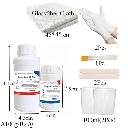 Carbon Fiber Epoxy Repair Kit - Strong Transparent Epoxy Resin with Fiberglass