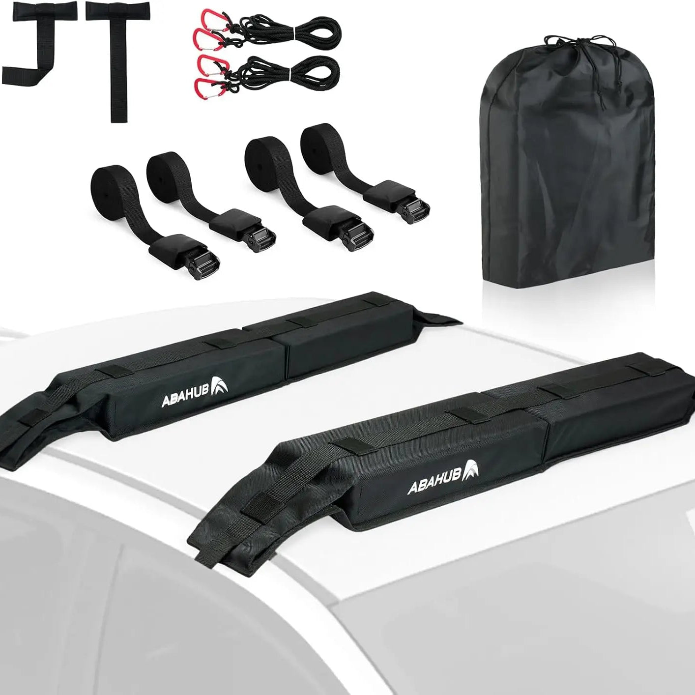 Universal Soft Roof Rack Pads with Straps, Ropes, Loops and Bag for all Surfboards