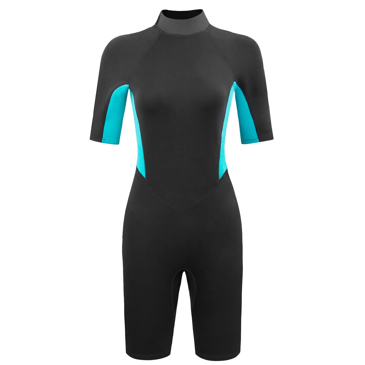 Women's Short Sleeve Wetsuit - 3mm Neoprene Spring Suit with Back Zipper