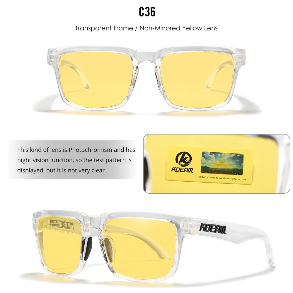 Photochromic or Night Vision Polarized Sunglasses, Eyewear With Case