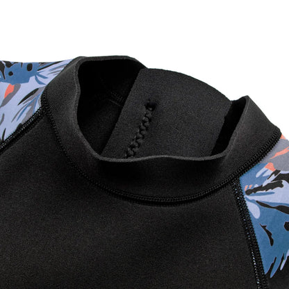 Women's Full Wetsuit - 3mm Neoprene Long Sleeve Fullsuit, Black/Hawaiian Floral