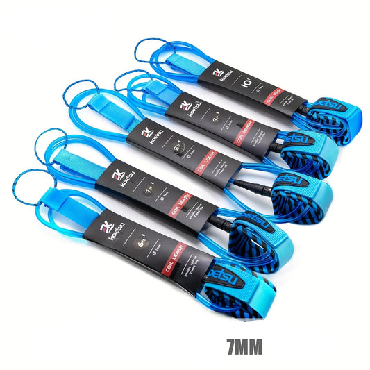 6'/7'/8'/9'/10' Options Blue Surfboard Leash, High-Quality Surfing Leg Rope