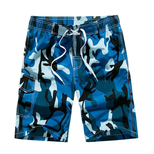 Men's Blue Camouflage Surf Board Shorts Swimming Beach Trunks