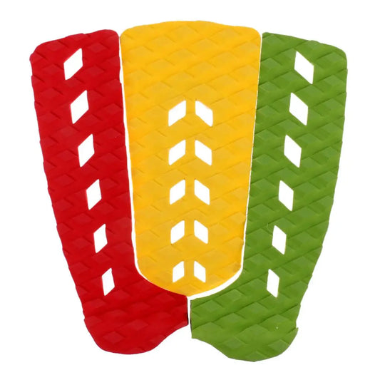 3 Piece Rasta Colors Surfboard Traction Pad, Non-Slip Comfortable Stick Grip