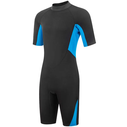 Men's Short Sleeve Surfing Wetsuit - 3mm Neoprene Spring Suit with Back Zip