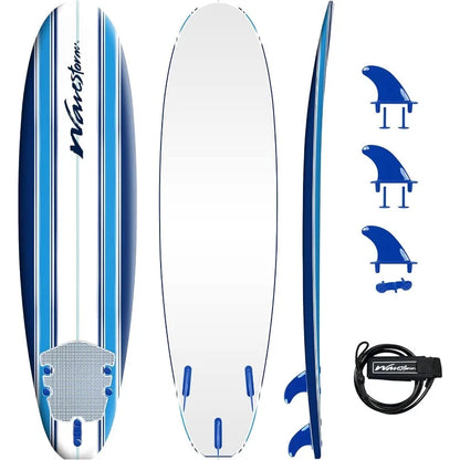 Classic Soft Top Foam Surfboard, 7ft Surfboard for Beginners, Complete Set