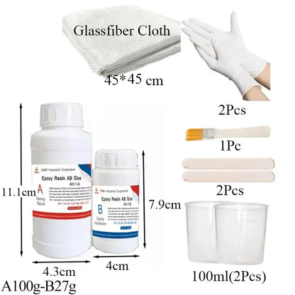 Carbon Fiber Epoxy Repair Kit - Strong Transparent Epoxy Resin with Fiberglass