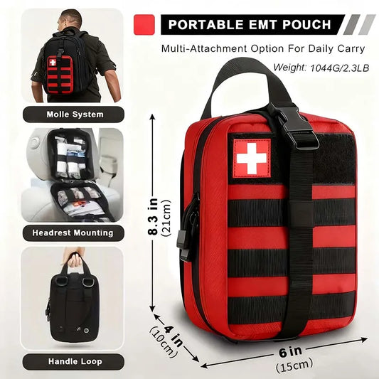 379pcs Portable First Aid Kit Emergency Bag, Survival Carry Kit for Surf Sessions