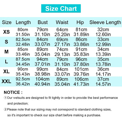 Women's Short Sleeve Wetsuit - 3mm Neoprene Spring Suit with Back Zipper