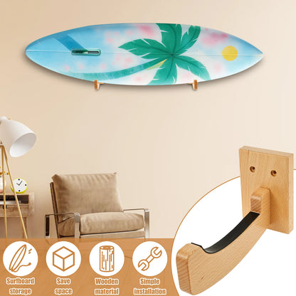 Wood Surfboard Wall Rack - Wall Mounted Surfboard Display