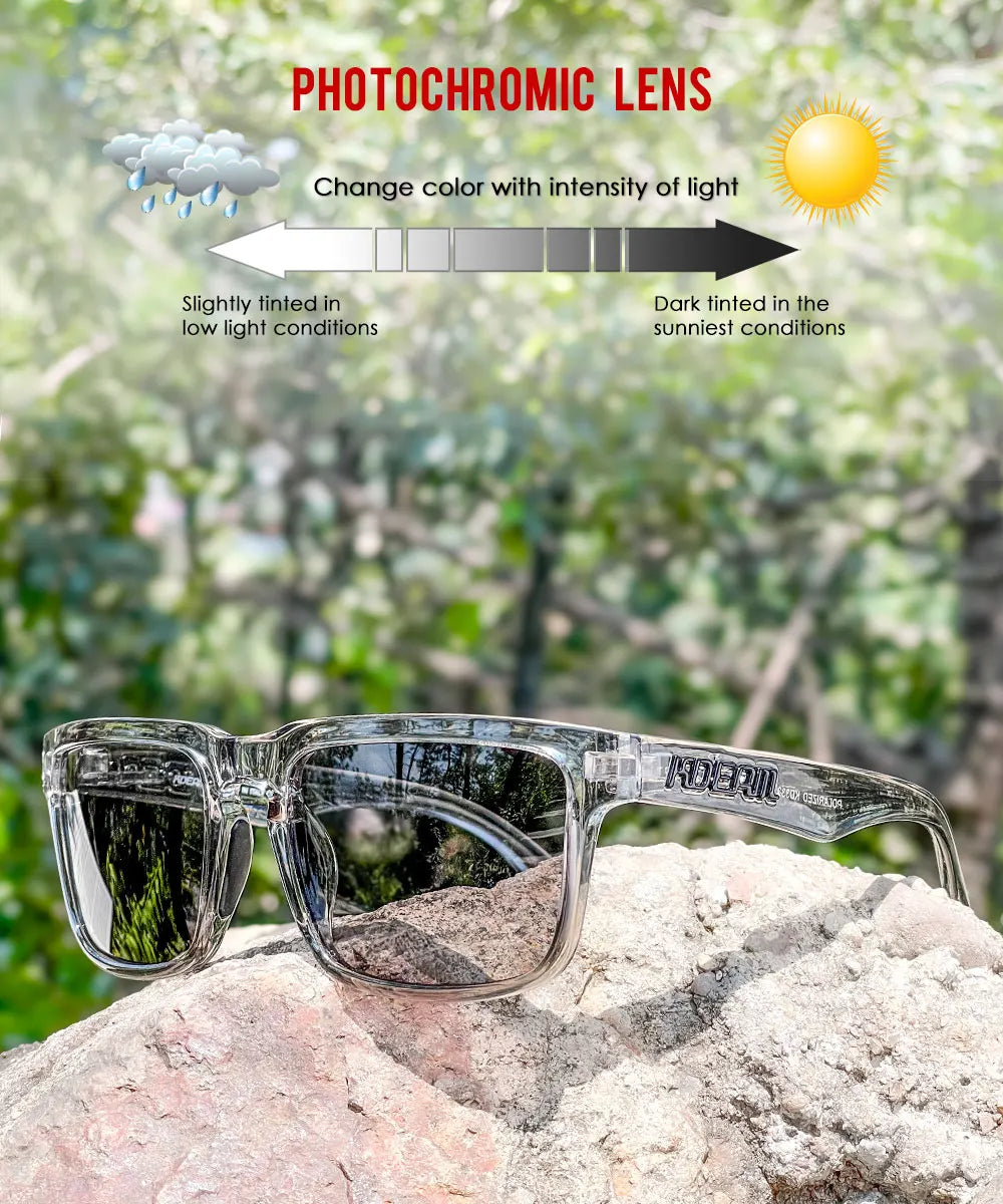 Photochromic or Night Vision Polarized Sunglasses, Eyewear With Case