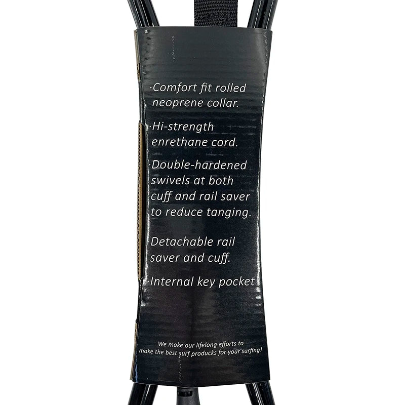 Surf Leash Black or Pink/Blue, 6 to 10 feet Length 7mm Thick, TPU, Stainless Swivel