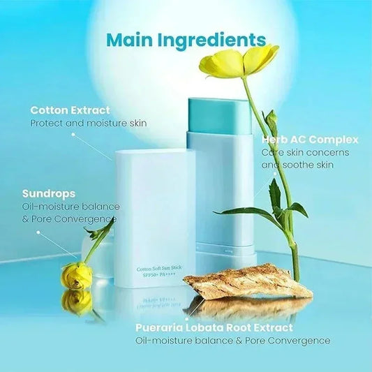 Sunscreen Face Stick Clear Light Blue Matte - Water Resistant UPF50+ Sunstick