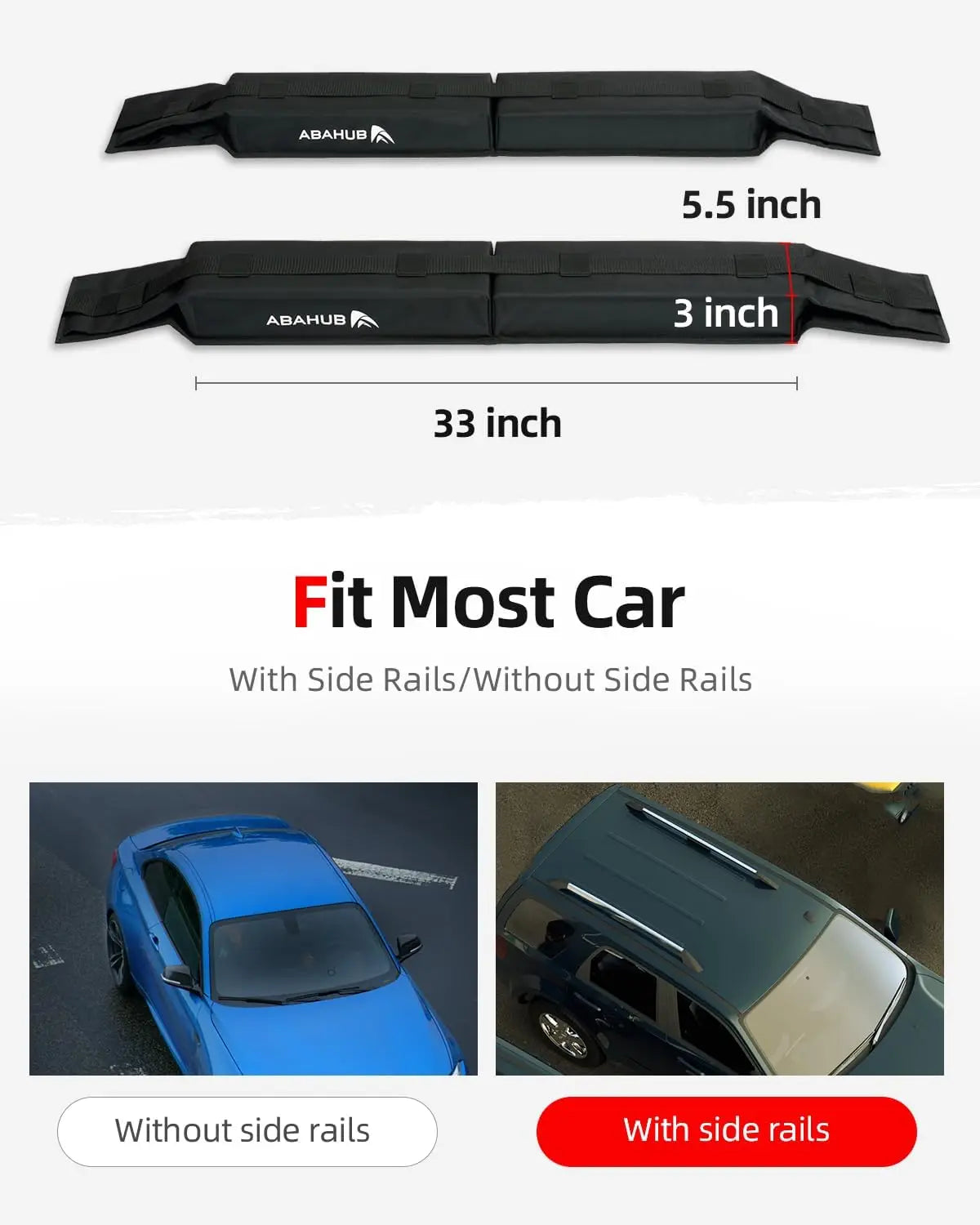 Universal Soft Roof Rack Pads with Straps, Ropes, Loops and Bag for all Surfboards