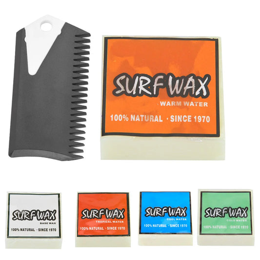Surf Wax with Wax Comb and Fin Key - Cold, Cool, Warm, Tropical Water Options