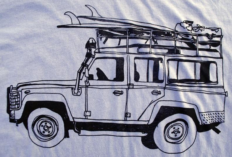 Surf Vacay Truck T-Shirt, Light Blue Sustainable Eco-Tee, by Paulville Goods