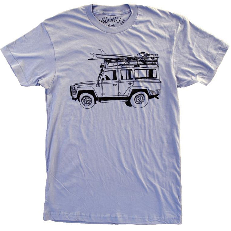 Surf Vacay Truck T-Shirt, Light Blue Sustainable Eco-Tee, by Paulville Goods
