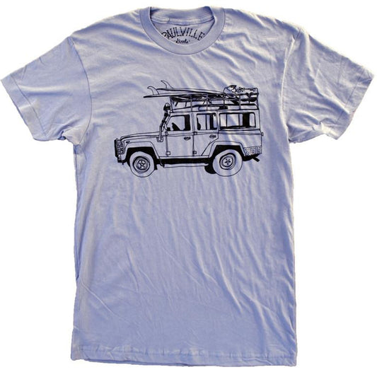 Surf Vacay Truck T-Shirt, Light Blue Sustainable Eco-Tee, by Paulville Goods