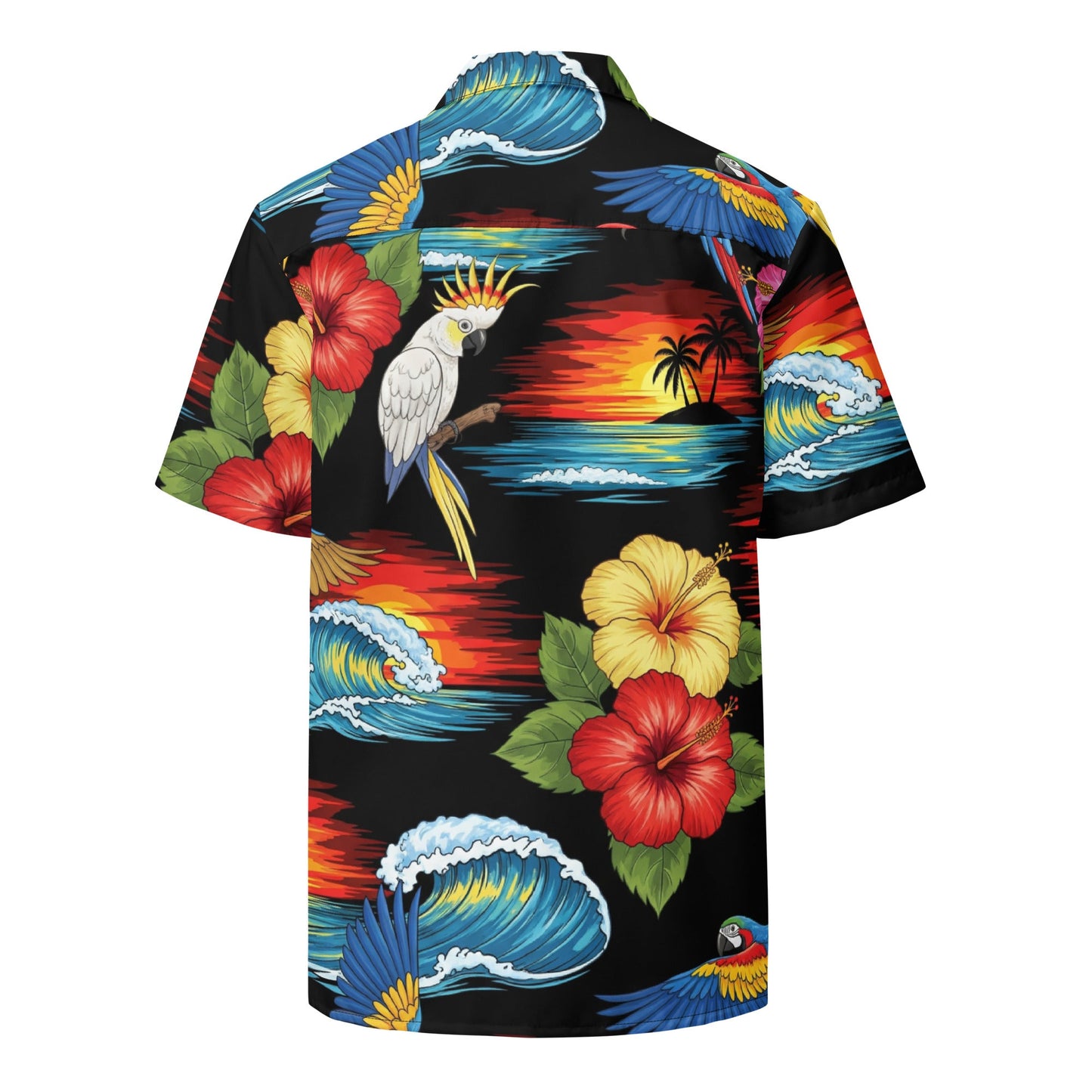 Tropic Surf Scenes, Oversize Fit Black Aloha Button Down Hawaiian Surf Shirt