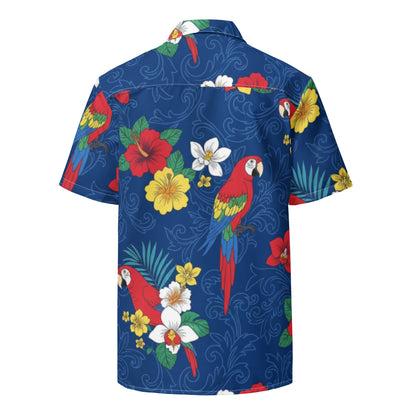 Blue Aloha Button Down Hawaiian Shirt, UPF50+ Soft Breathable Protection