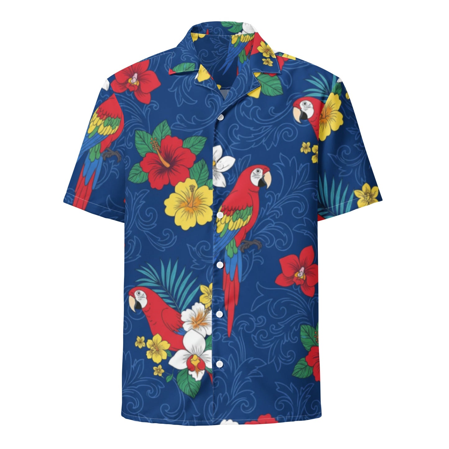 Blue Aloha Button Down Hawaiian Shirt, UPF50+ Soft Breathable Protection