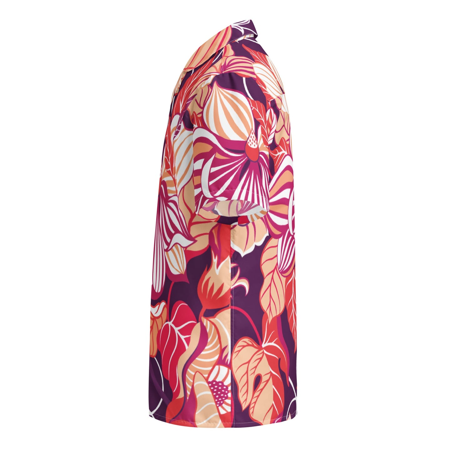 Carmine Floral Aloha Hawaiian Shirt, Lightweight Vibrant Design UPF50+