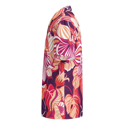 Carmine Floral Aloha Hawaiian Shirt, Lightweight Vibrant Design UPF50+